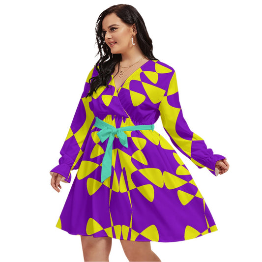 Origen Destination |On-Arrival Point of Origen Women's V-neck Dress With Waistband (Full-figured)