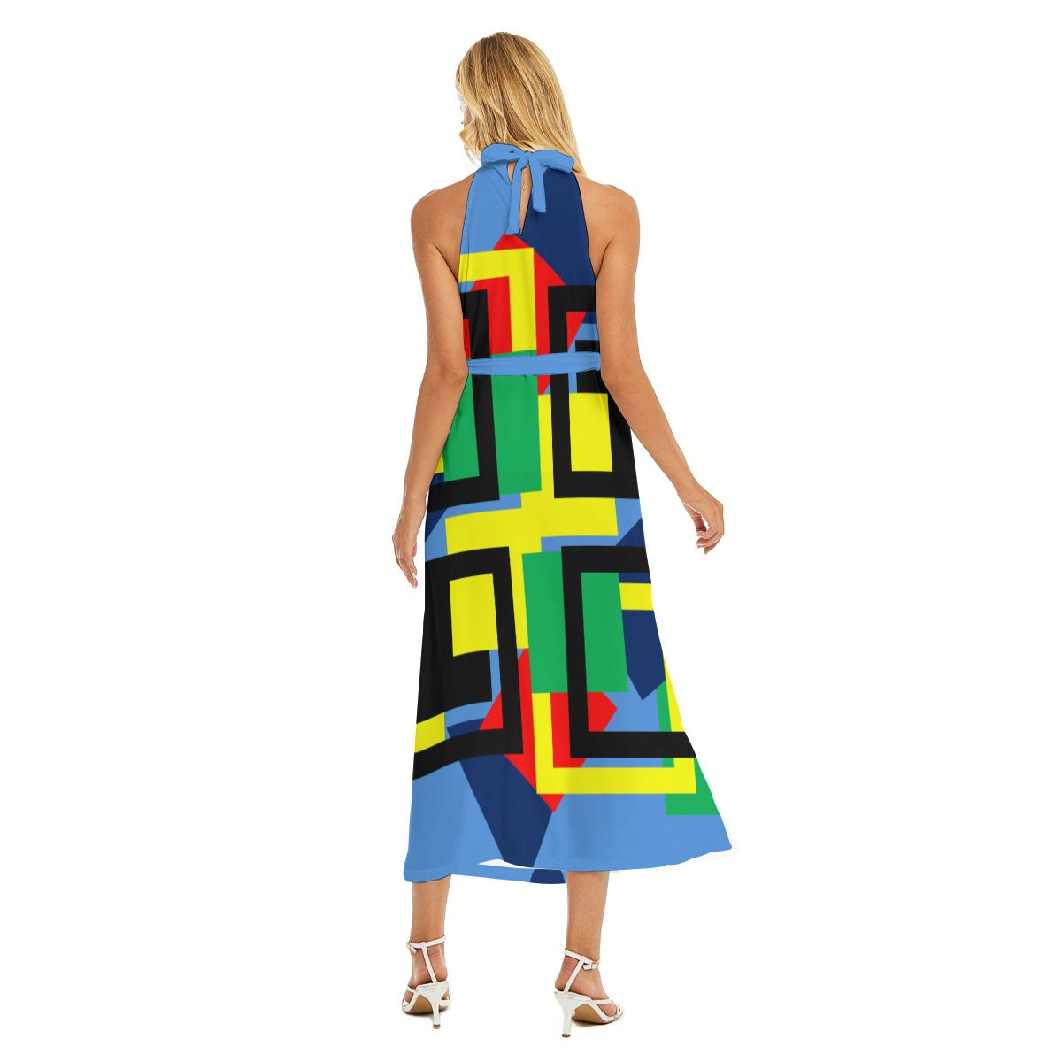 Origen Destination Women's Wrap Hem Belted Halter Dress
