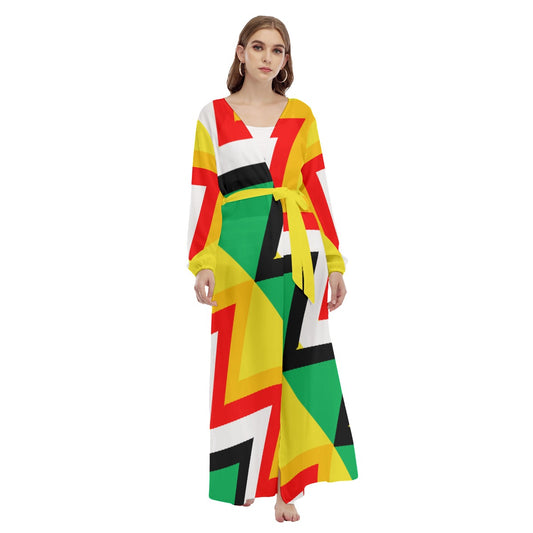 Origen Destination |On-Arrival Point of Origen Women's Gold/Multicolor Beach Long Coat