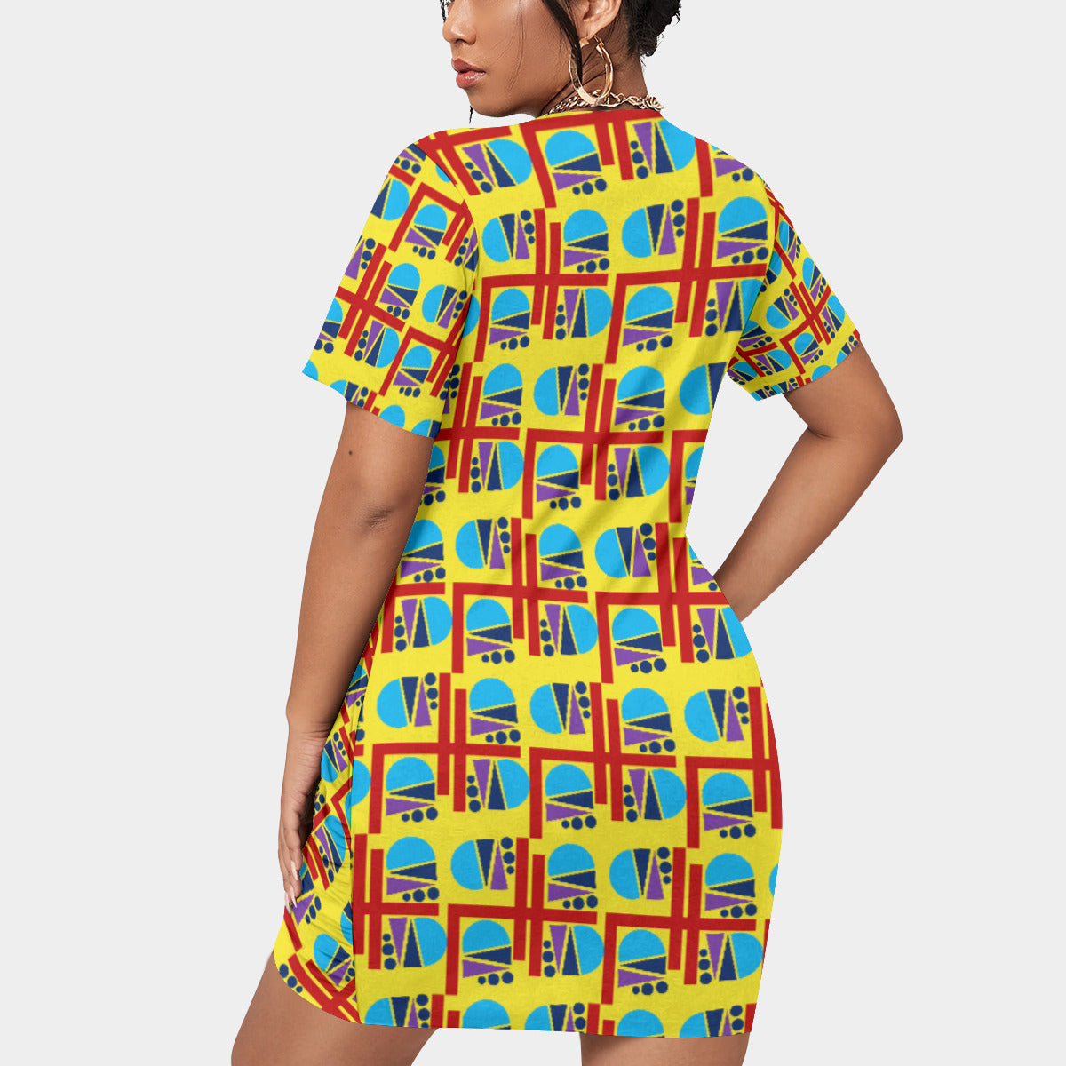 OD Women’s Stacked Hem Dress With Short Sleeve(FF)TurY