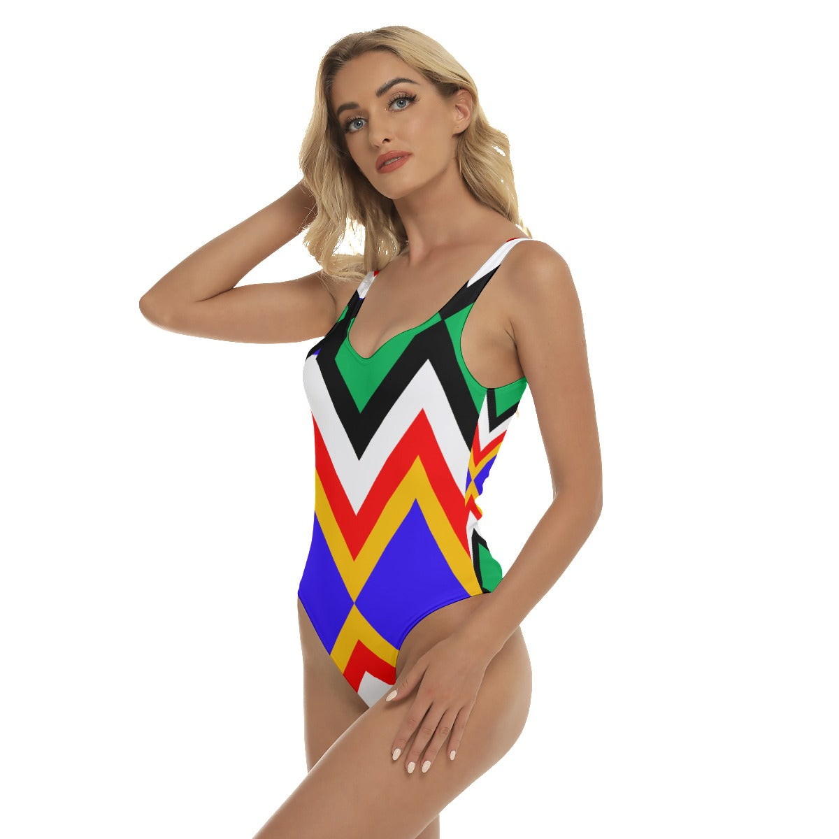 Origen Destination |On-Arrival Point of Origen Women's Blue/Sage/Red One-piece Swimsuit
