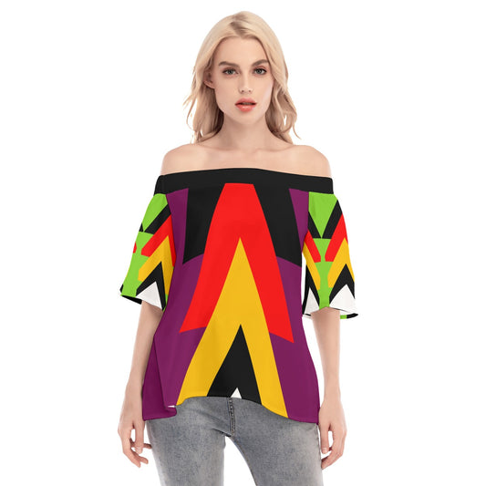 Origen Destination| Dia-Symbol Women's Off-shoulder Flared Sleeves top