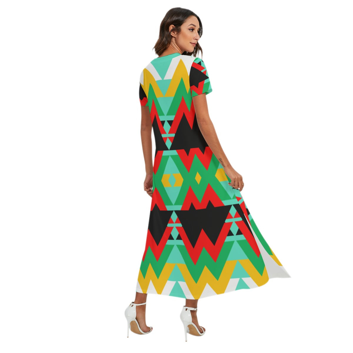 Origen Destination |On-Arrival Point of Origen Dia-symbol Women's V-neck Dress With Short Sleeve