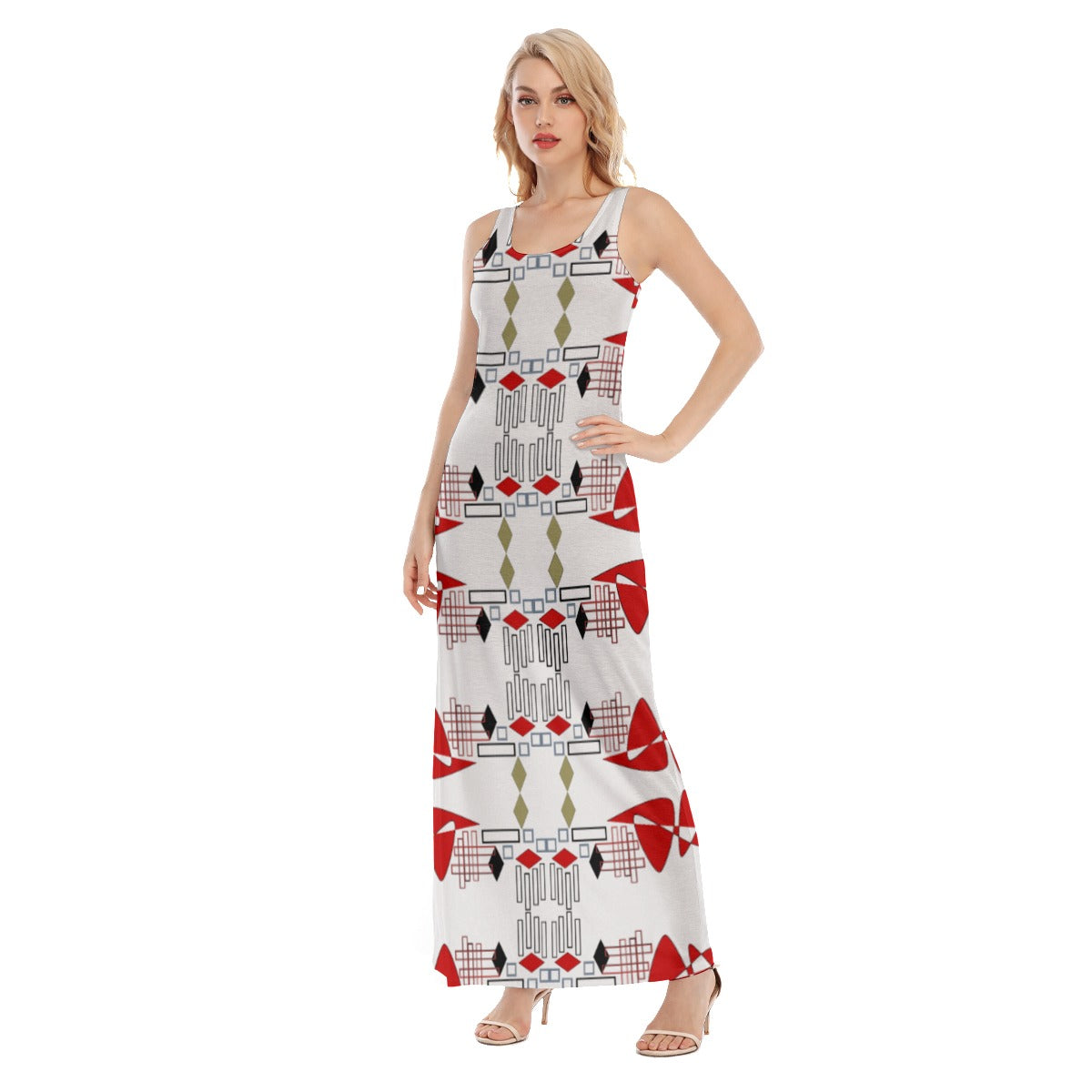 Origen Destination Women's White Patterned Vest Dress