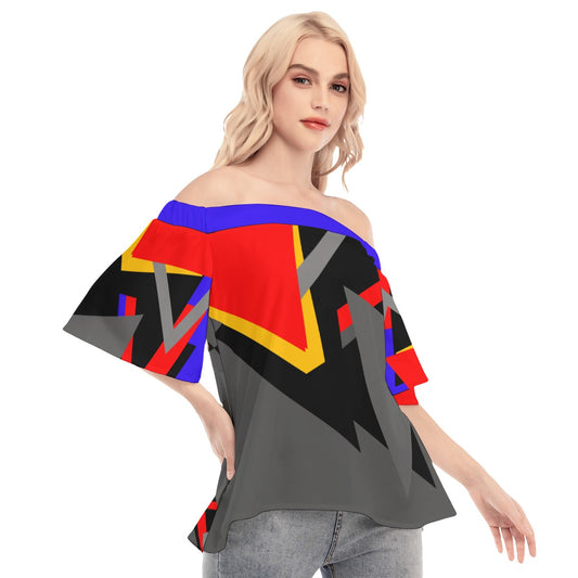 Origen Destination| Dia-Symbol Women's Off-shoulder Flared Sleeves top