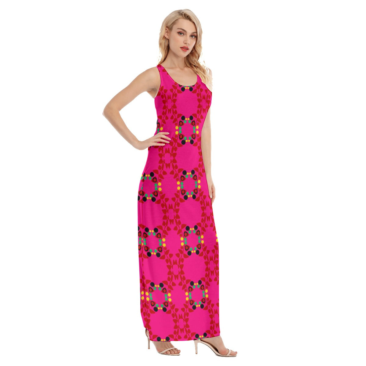 Origen Destination Women's Fuchsia Patterned Vest Dress