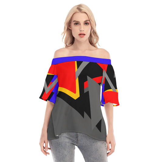 Origen Destination| Dia-Symbol Women's Off-shoulder Flared Sleeves top