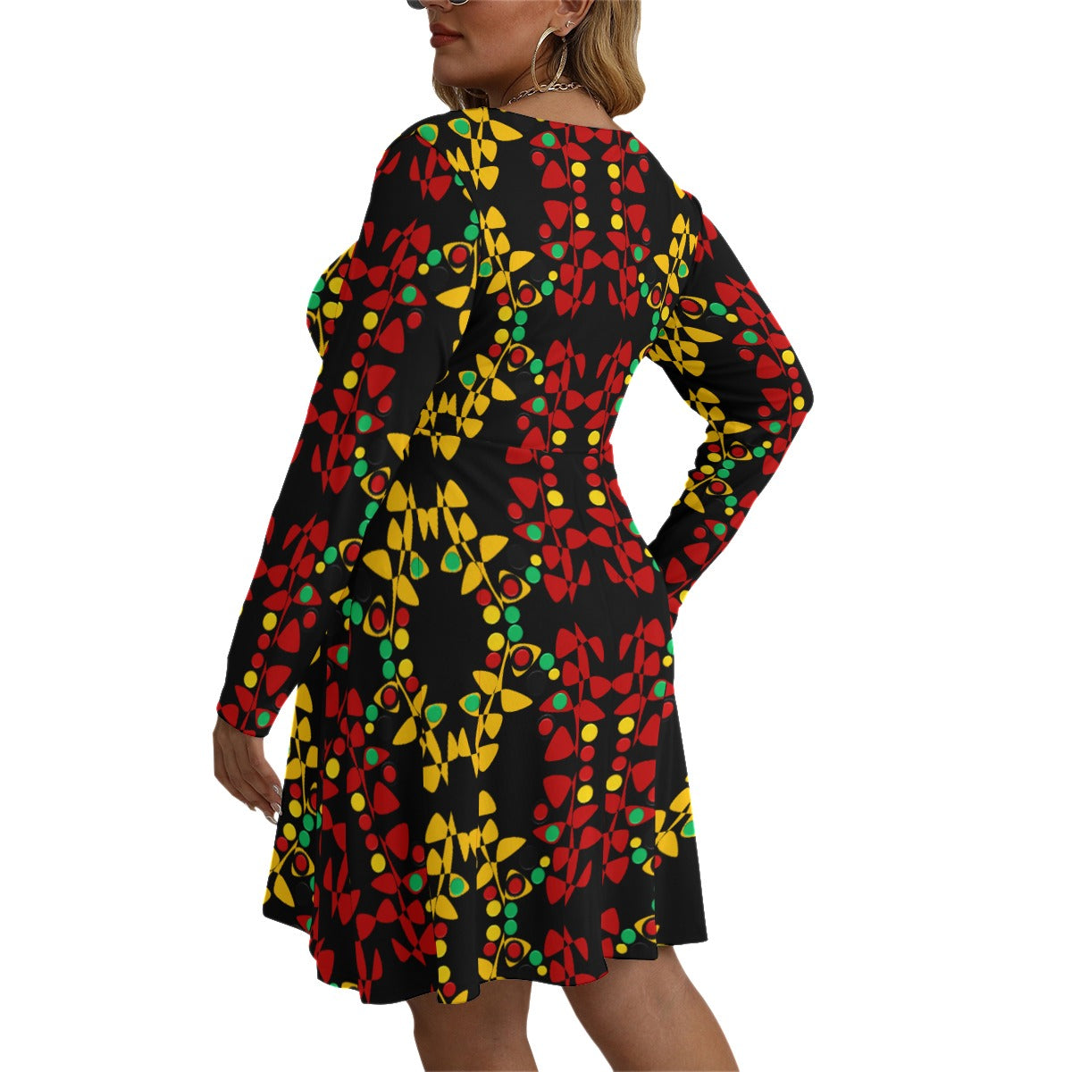 Origen Destination Women's V-neck Long Sleeve Dress(Plus Size)