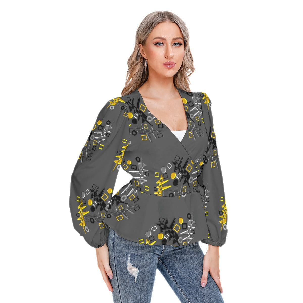 Origen Destination Women's Long-sleeve Flare Peplum blouse