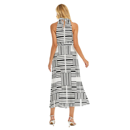 OD Women's Wrap Hem Belted Halter Dress Pattn2sxz