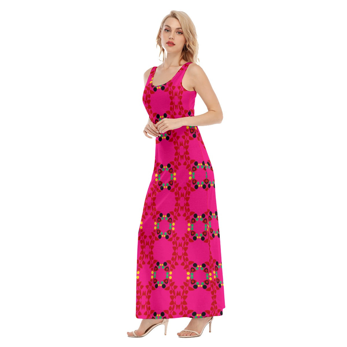 Origen Destination Women's Fuchsia Patterned Vest Dress