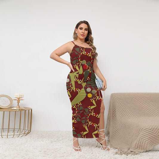Origen Destination Women's Oblique-Shoulder Exposure Dress With Side Split (Plus Size)