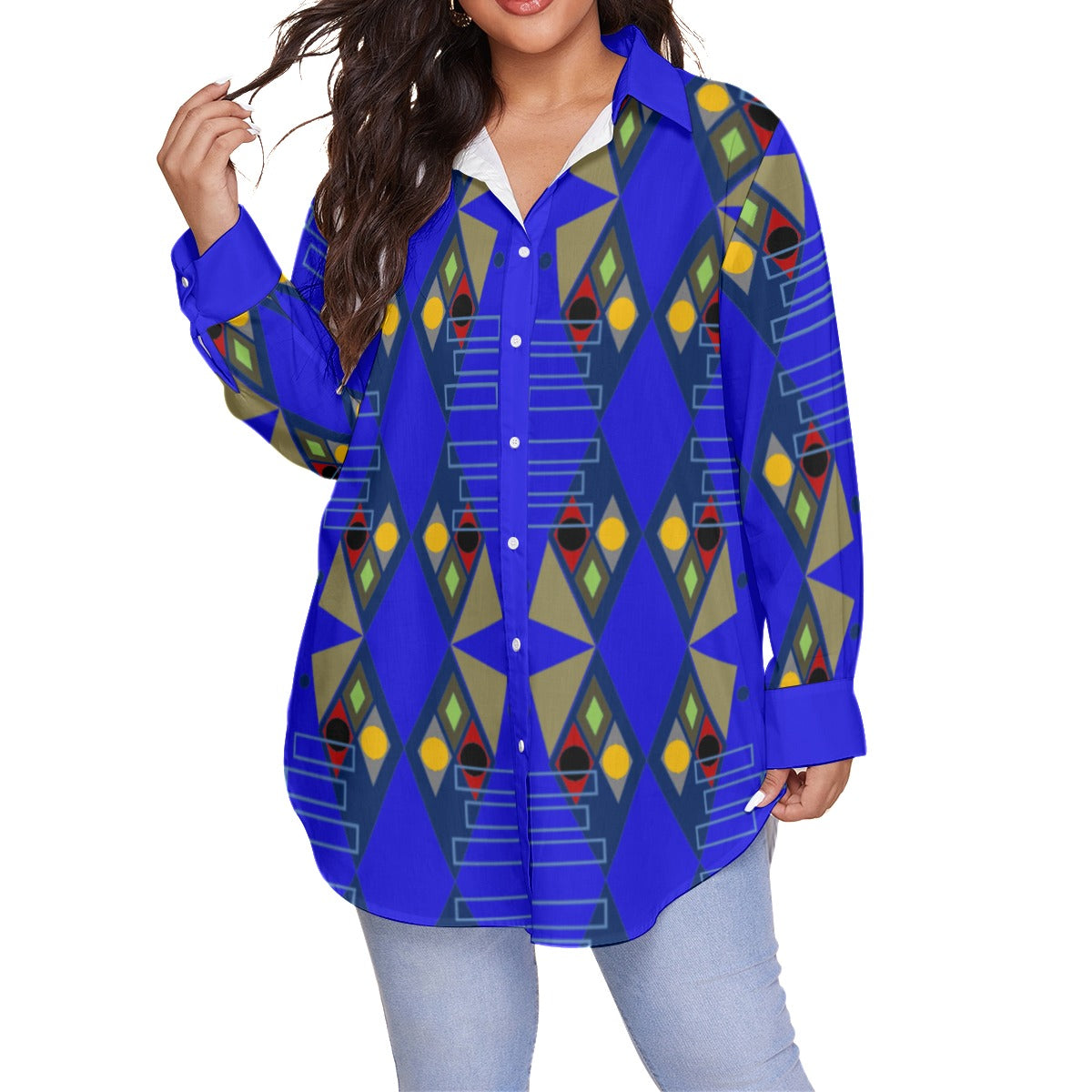 Origen Destination Women's Long-sleeve Classic Button-down Shirt (Plus)