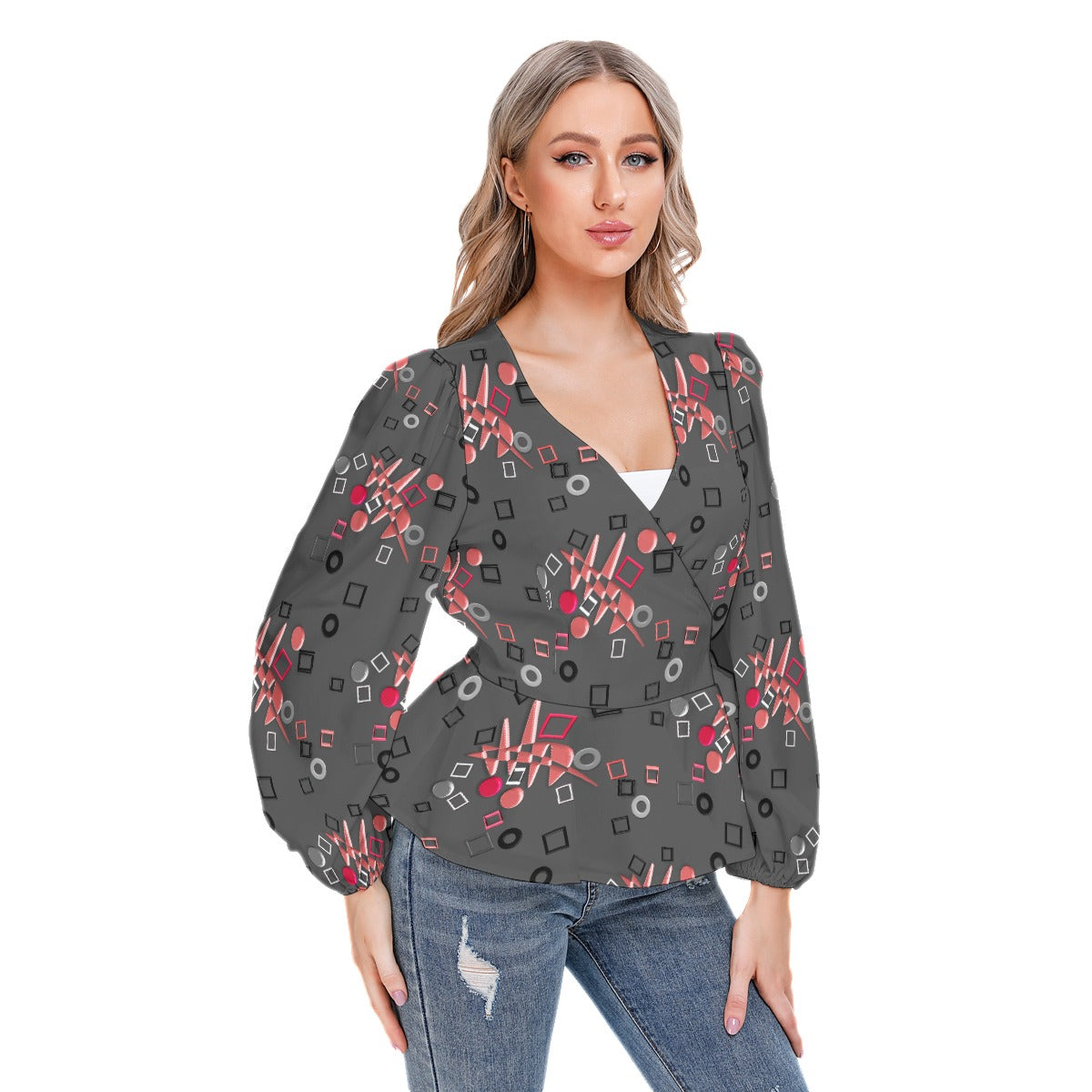 Origen Destination Women's Long-sleeve Flare Peplum blouse