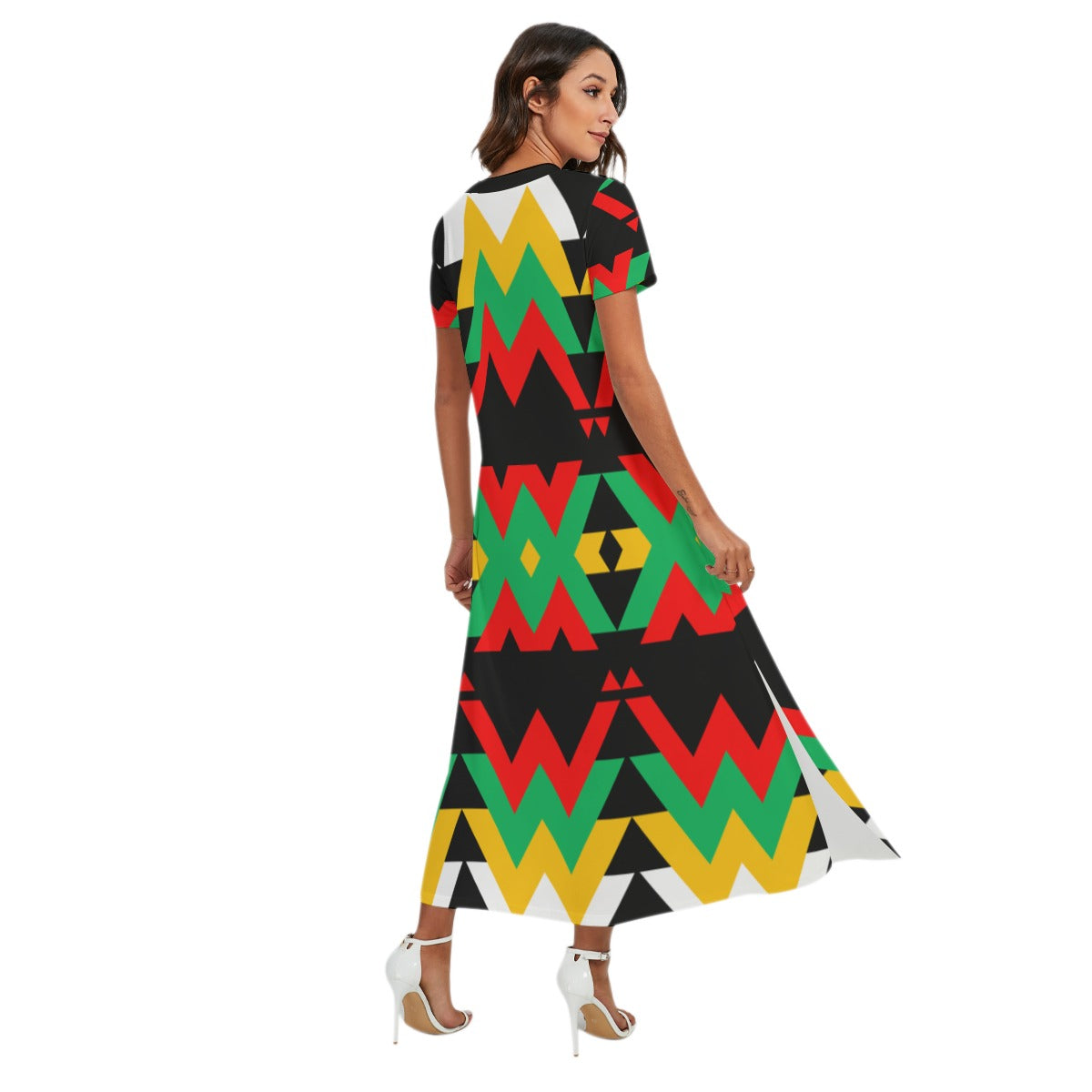 Origen Destination |On-Arrival Point of Origen Dia-symbol Women's V-neck Dress With Short Sleeve