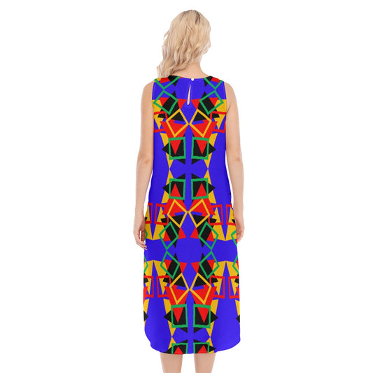 Origen Destination |On-Arrival Point of Origen Women's Vibrant Blue Sleeveless Long Dress