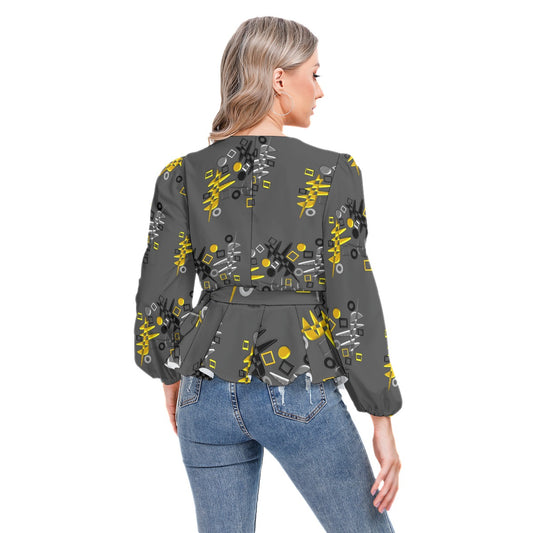 Origen Destination Women's Long-sleeve Flare Peplum blouse