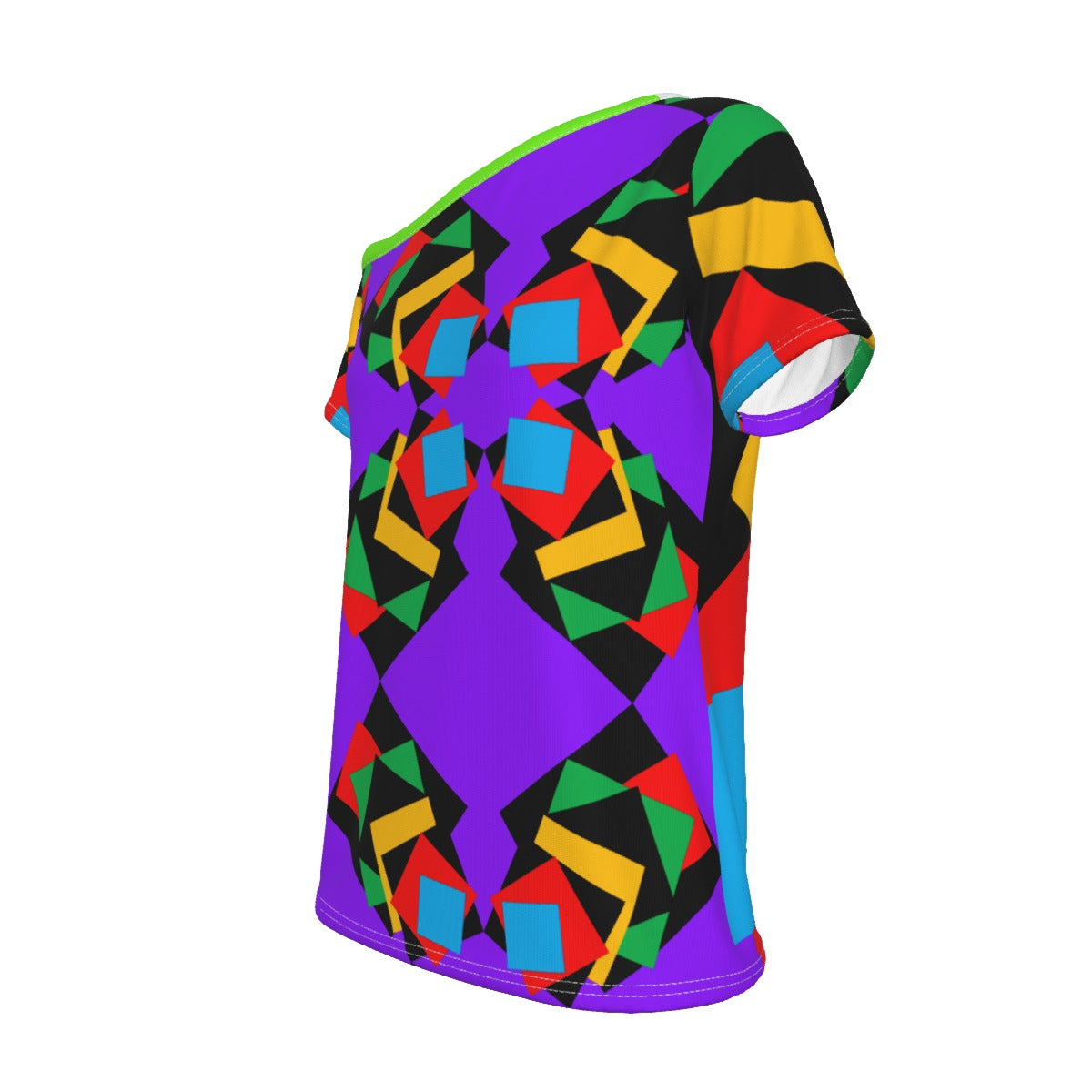 Origen Destination |On-Arrival Point of Origen Women's Purple/Multicolor Off-Shoulder T-shirt