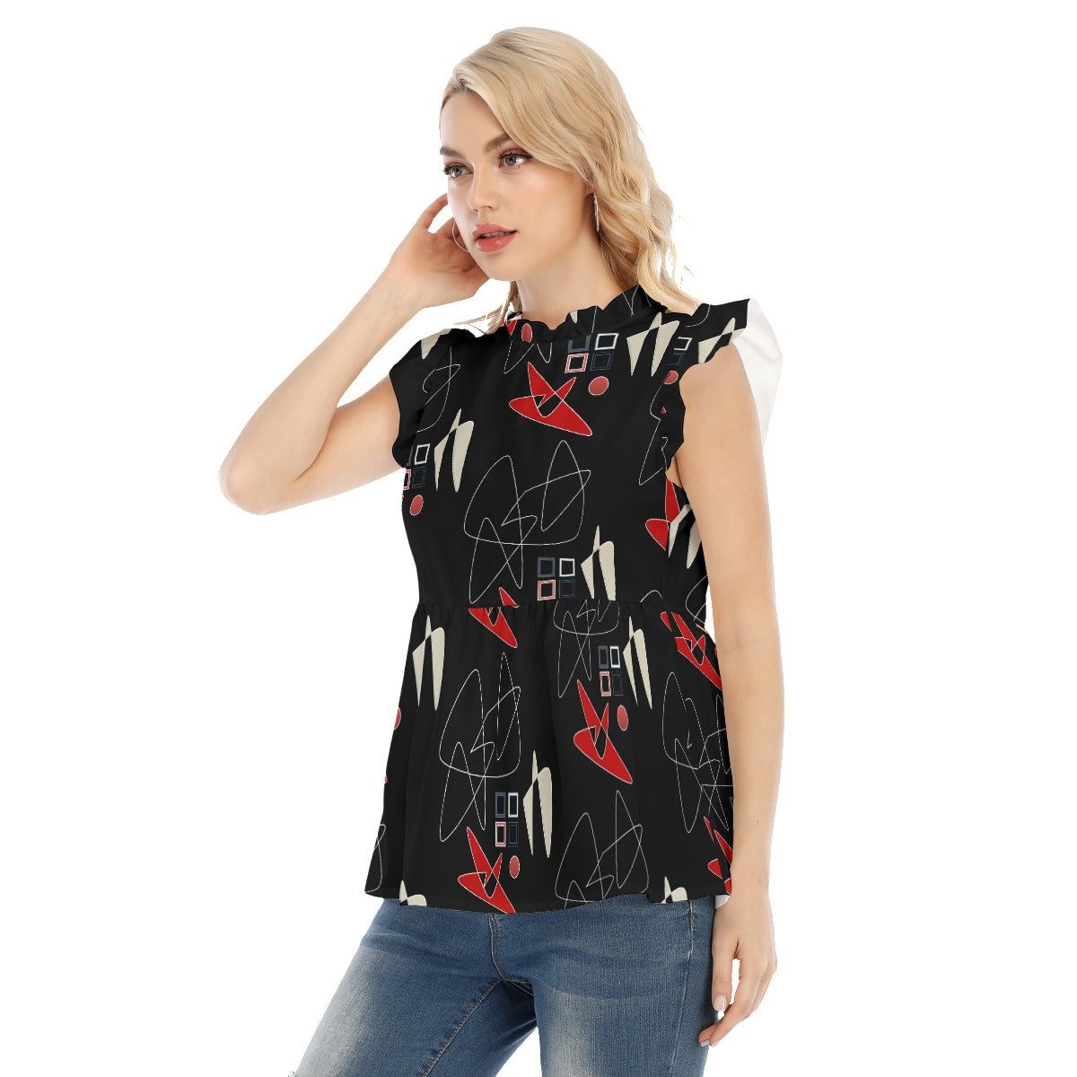Origen Destination Sleeveless Ruffle blouse