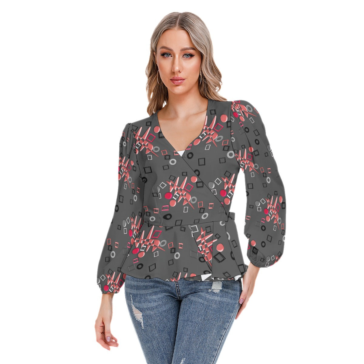 Origen Destination Women's Long-sleeve Flare Peplum blouse
