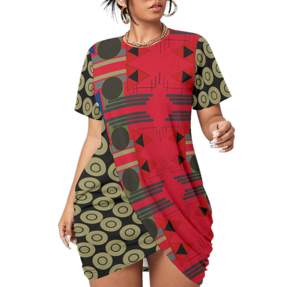 Origen Destination Women’s Stacked Hem Dress(FF)Red/Tan