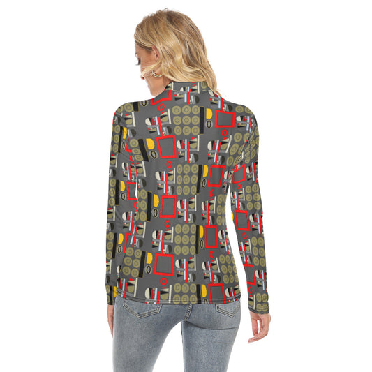 OD Print Women's Stretchable Turtleneck Top GY