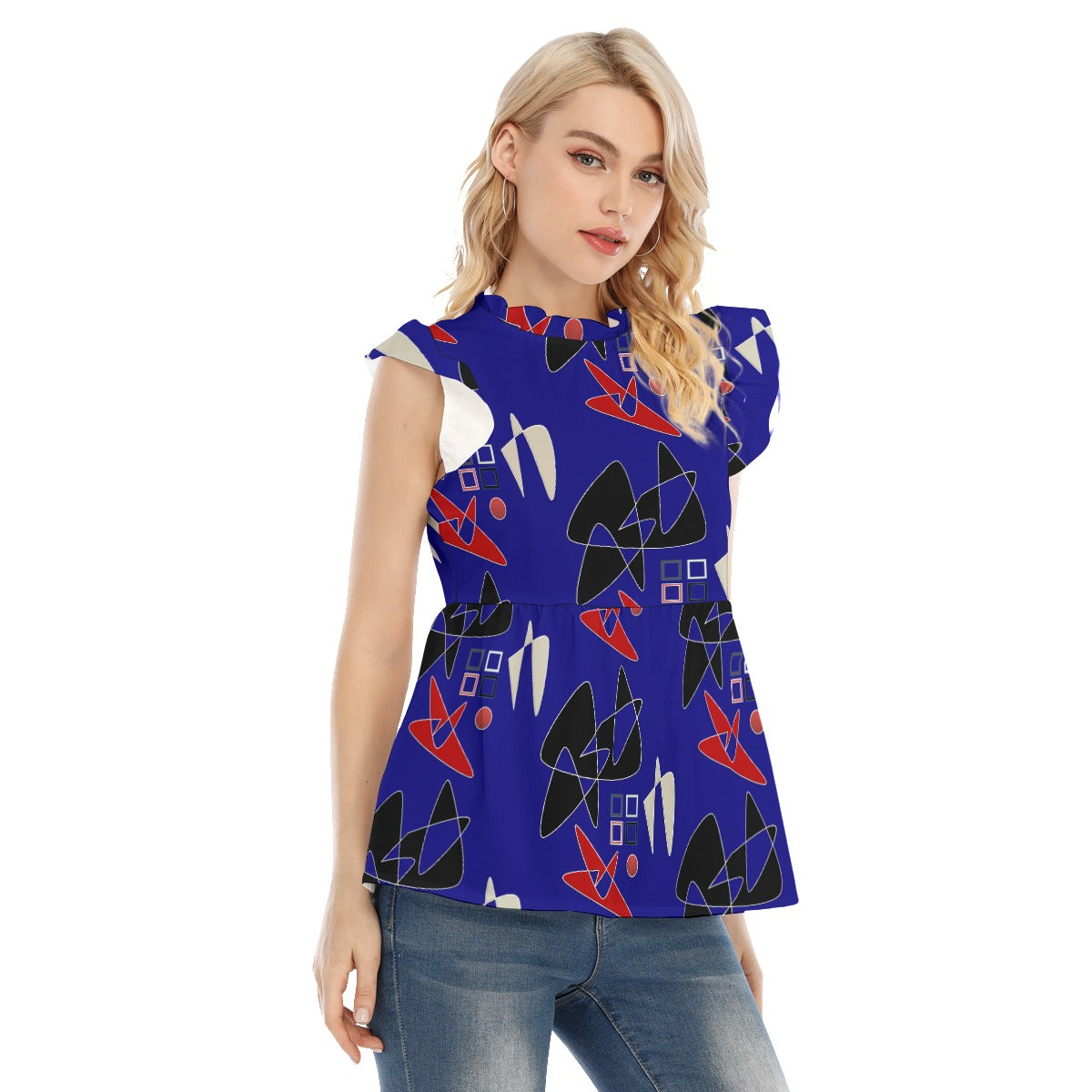 Origen Destination Sleeveless Ruffle blouse