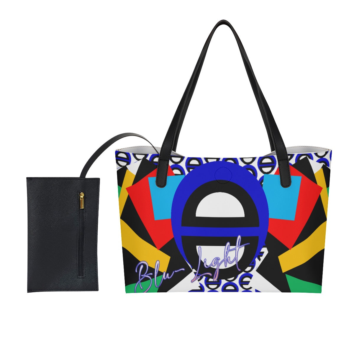 Origen Destination| Blu-Light Women's Tote Bag With Black Mini Purse