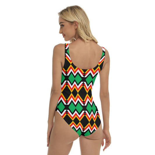 Origen Destination Women's Gold/Sage/Red One-piece Swimsuit