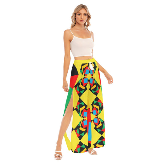 Origen Destination |On-Arrival Point of Origen Women's Yellow/Multicolor Front Mid Split Pants
