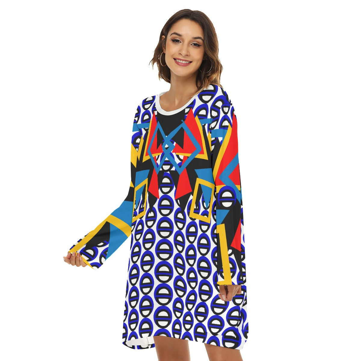 Origen Destination |On-Arrival Point of Origen Blu-Light Women's Loose Crew Neck Dress