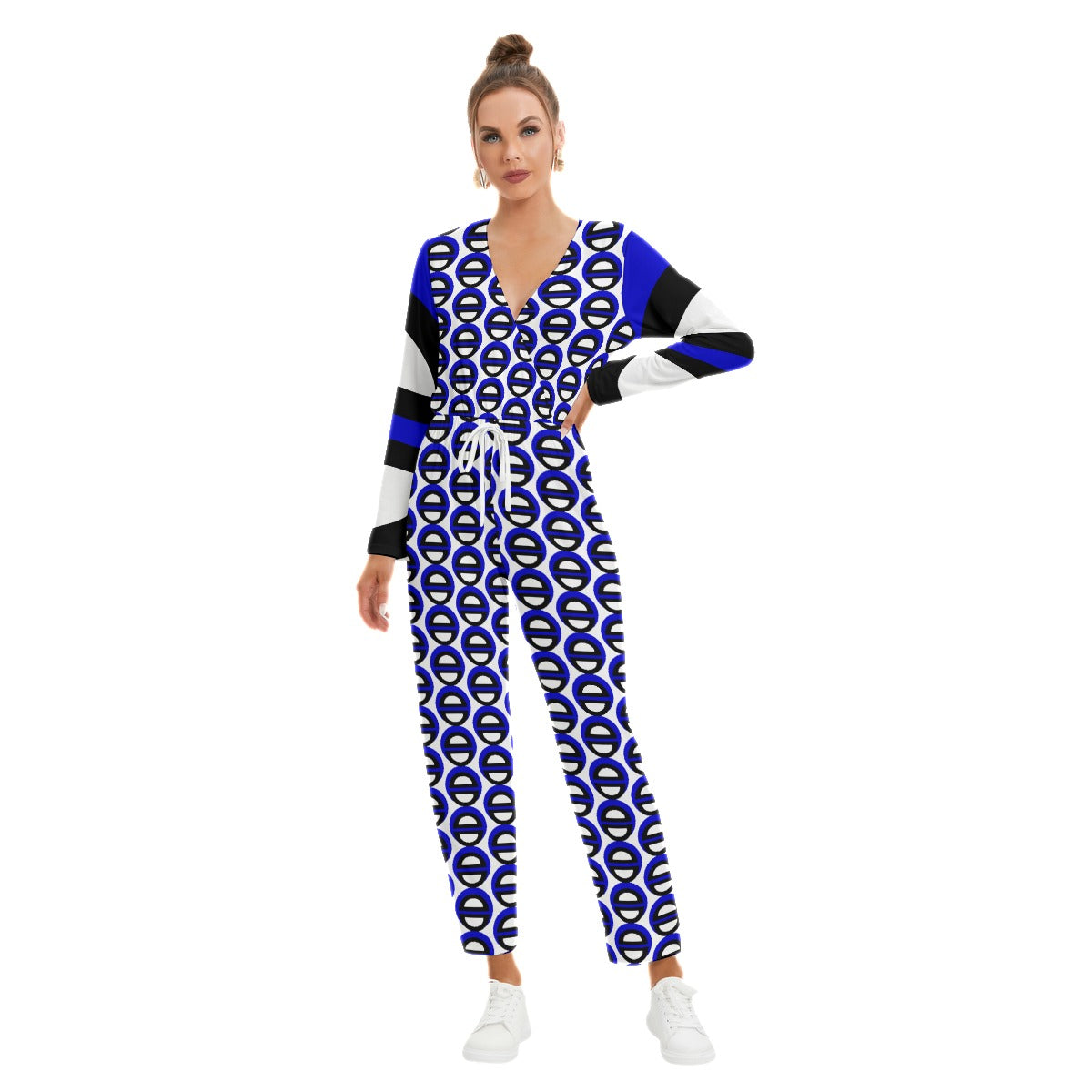 Origen Destination |Blu-Light Women's V-neck High Waist Jumpsuit