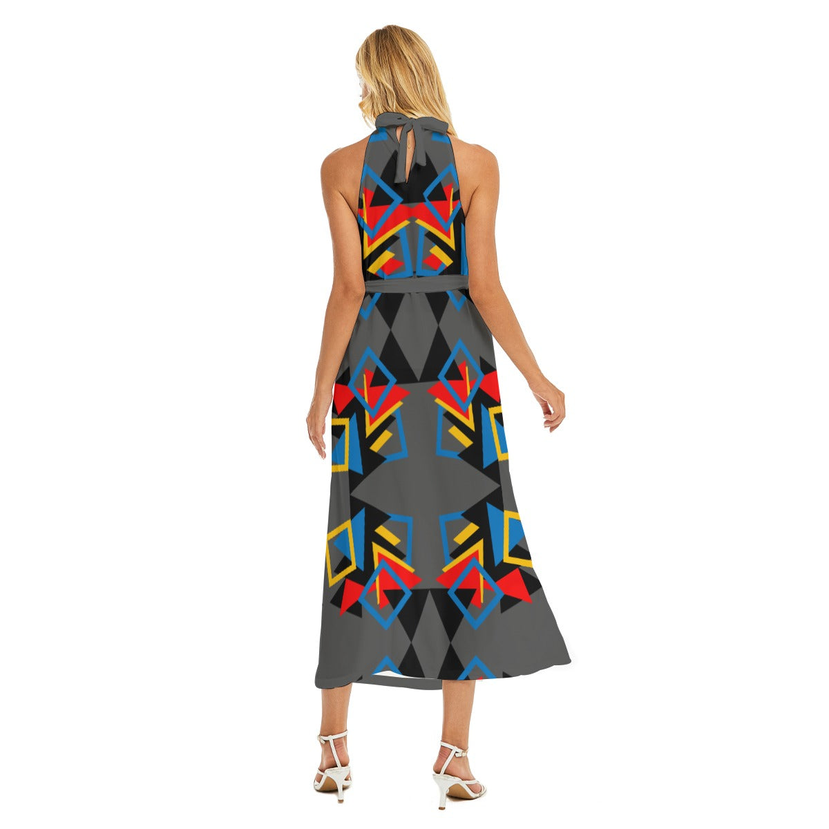 Origen Destination Women's Wrap Hem Belted Halter Dress
