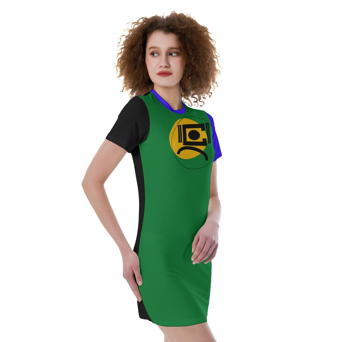 Origen Destination |On-Arrival Point of Origen  Women's Short Sleeve Green Fitted Dress