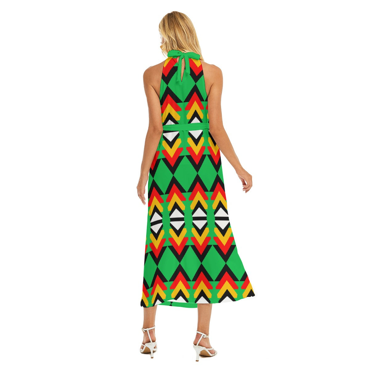 Origen Destination Women's Wrap Hem Belted Halter Dress