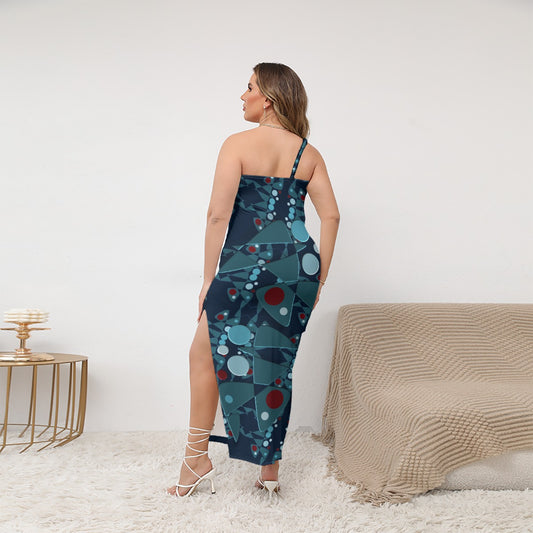 Origen Destination Women's Oblique-Shoulder Exposure Dress With Side Split (Plus Size)