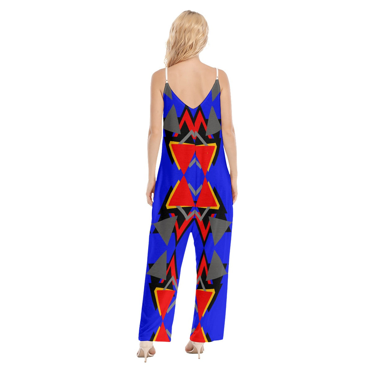 Origen Destination| Dia-Symbol Blue/Multi-color Women's Loose Cami Jumpsuit