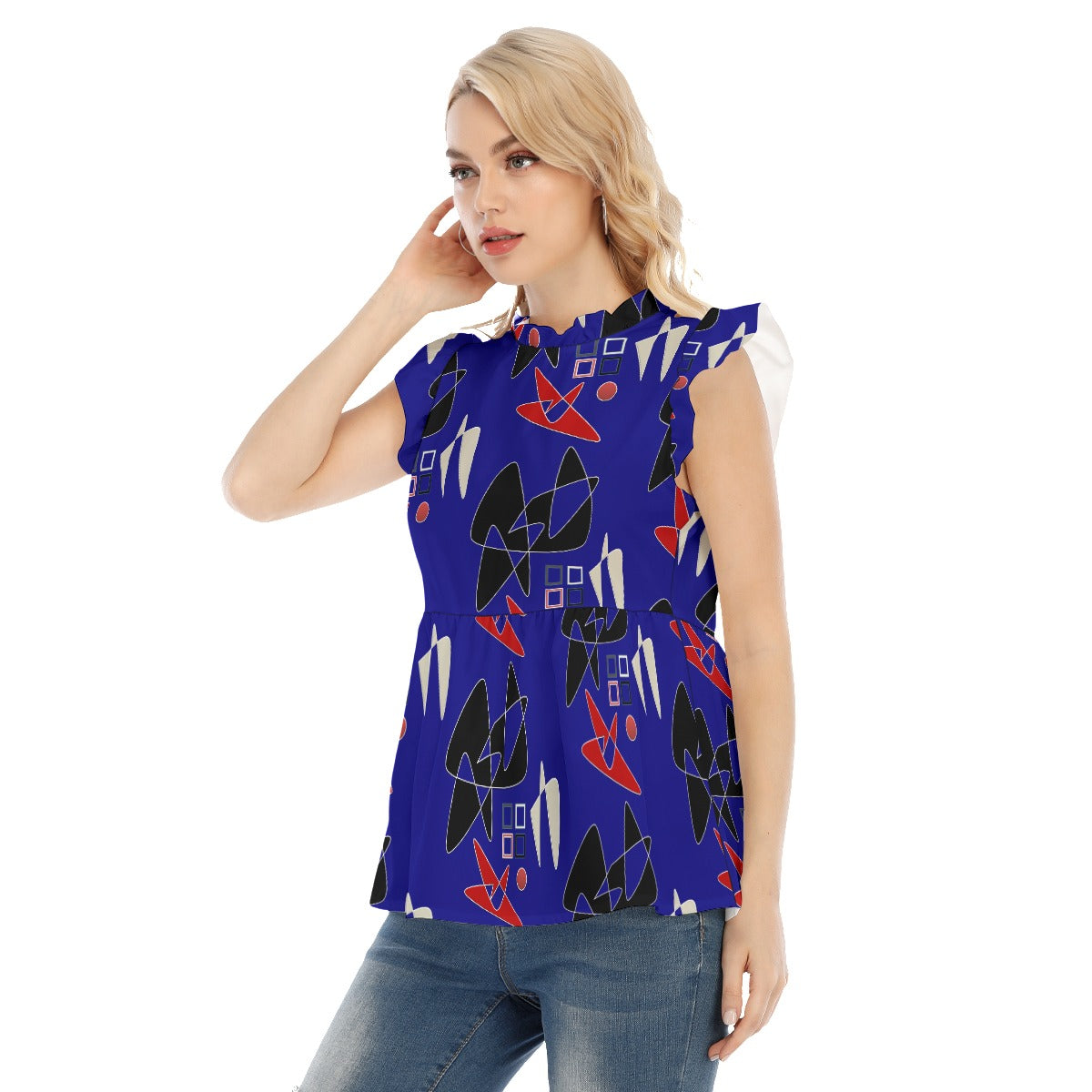 Origen Destination Sleeveless Ruffle blouse