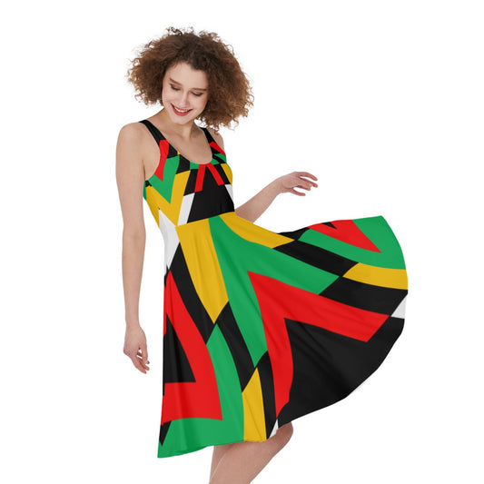 Origen Destination |On-Arrival Point of Origen Women's Black/Gold/Red Multicolor Dress
