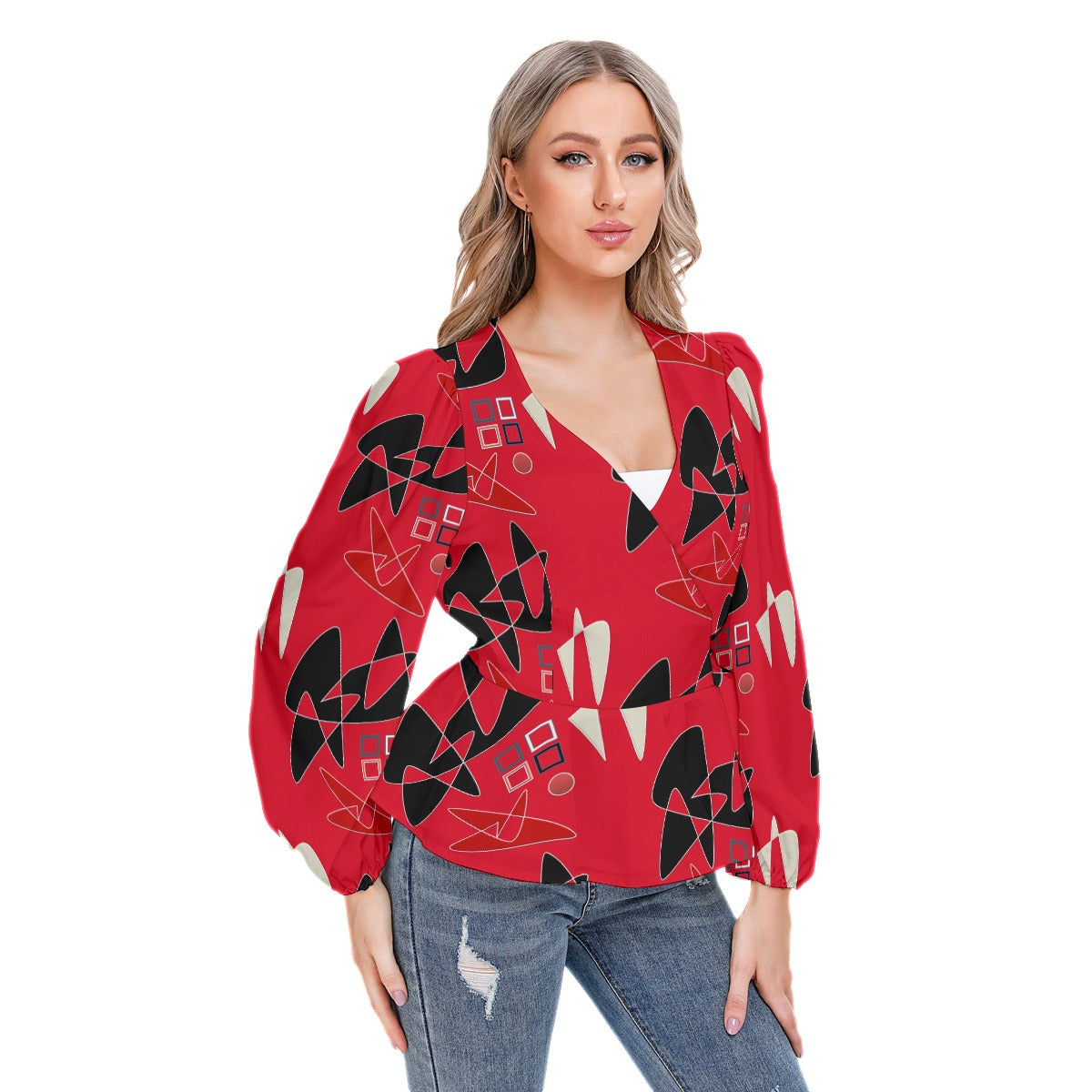 Origen Destination Women's Long-sleeve Flare Peplum blouse