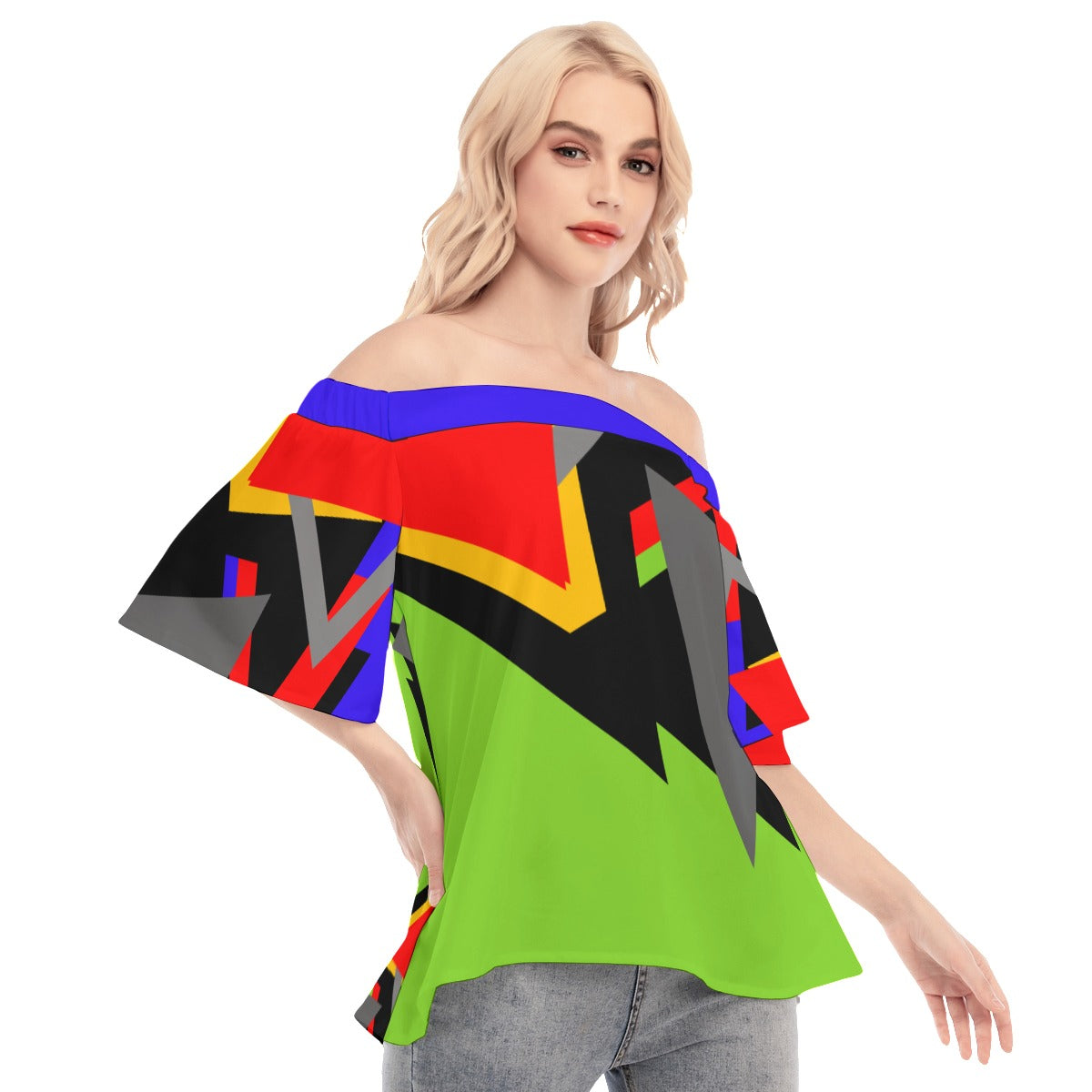 Origen Destination| Dia-Symbol Women's Off-shoulder Flared Sleeves top