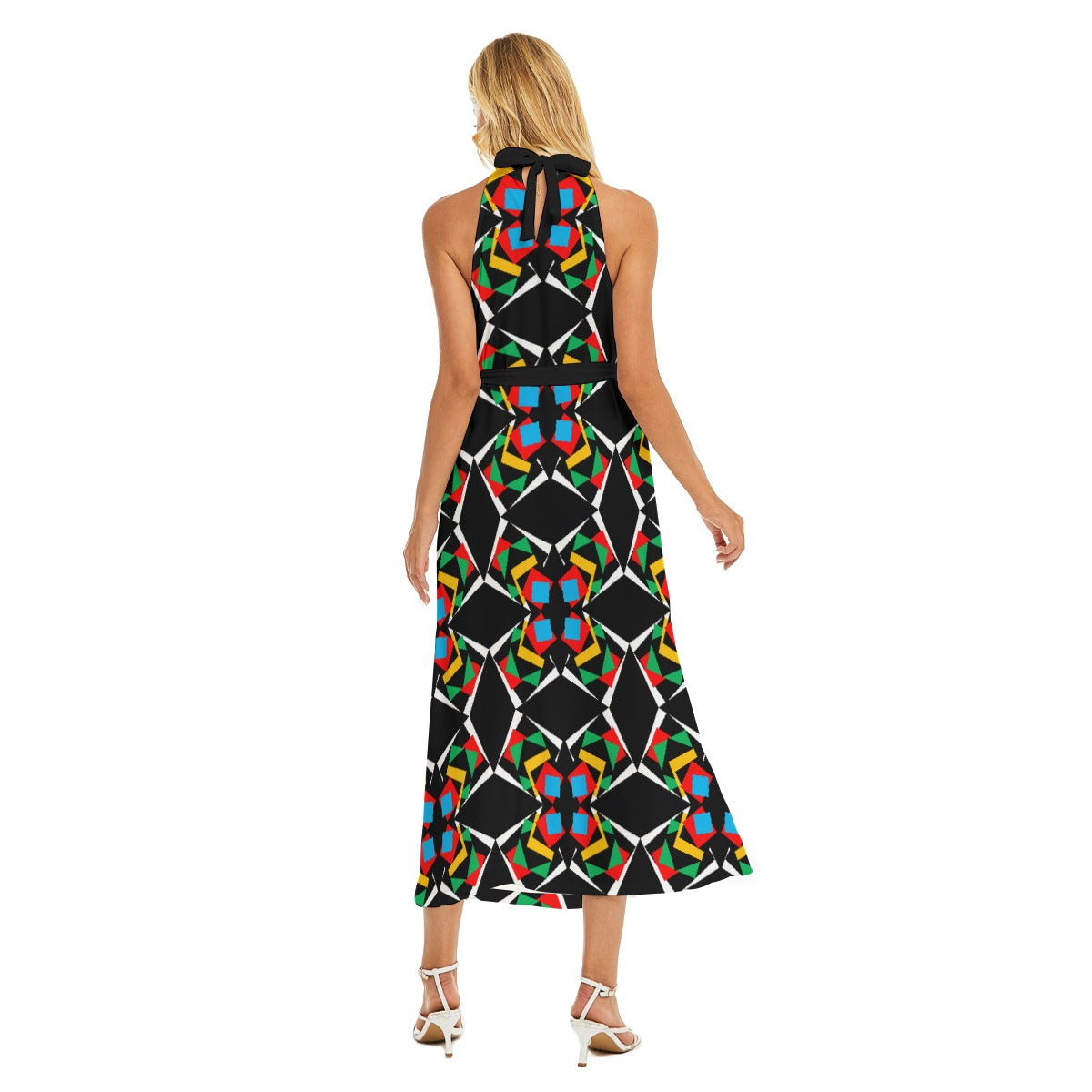 Origen Destination Women's Wrap Hem Belted Halter Dress