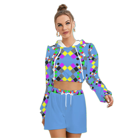 OD Women's Mirco Fleece Hoodie And Shorts Set LBlu