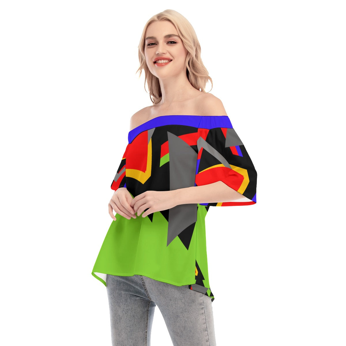 Origen Destination| Dia-Symbol Women's Off-shoulder Flared Sleeves top