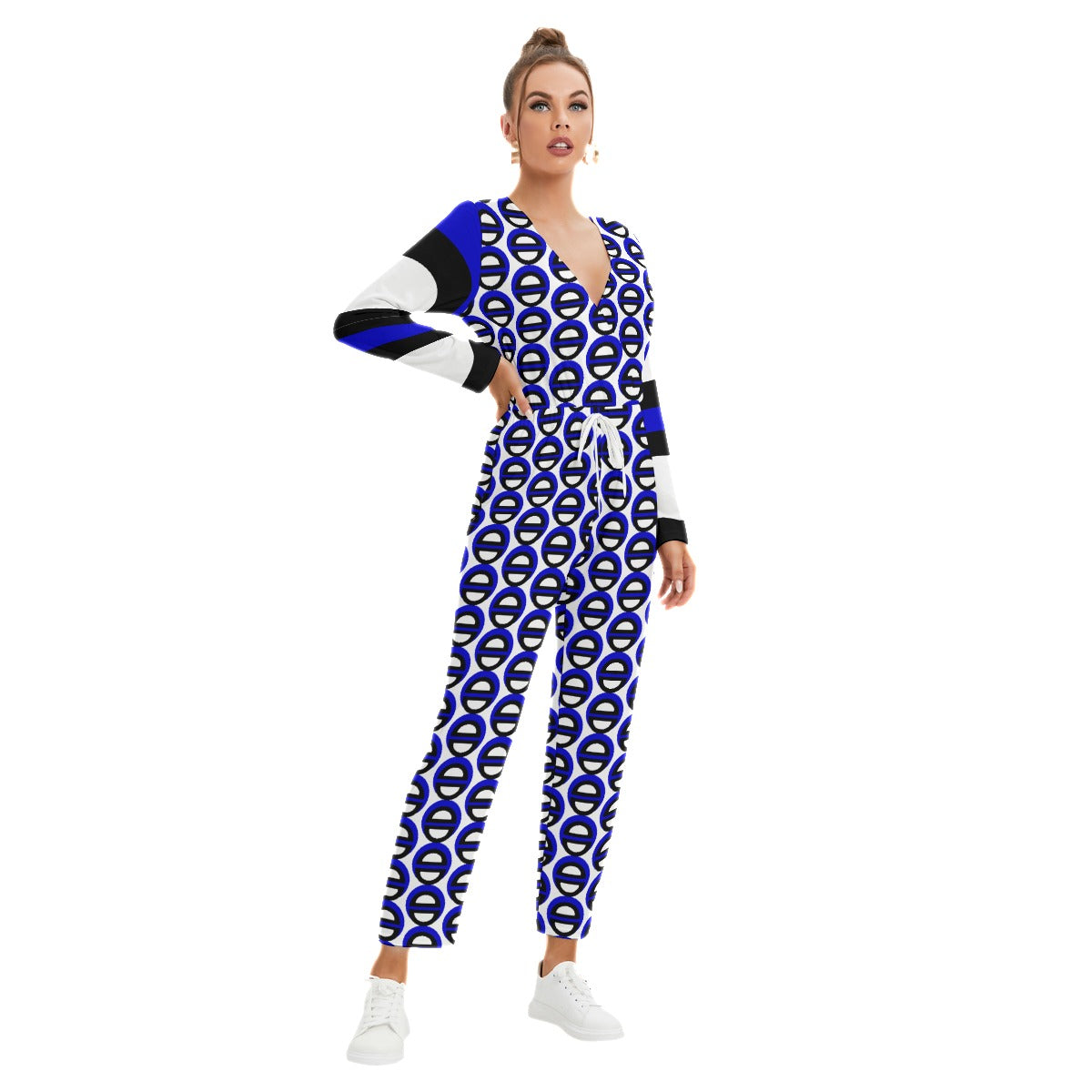 Origen Destination |Blu-Light Women's V-neck High Waist Jumpsuit
