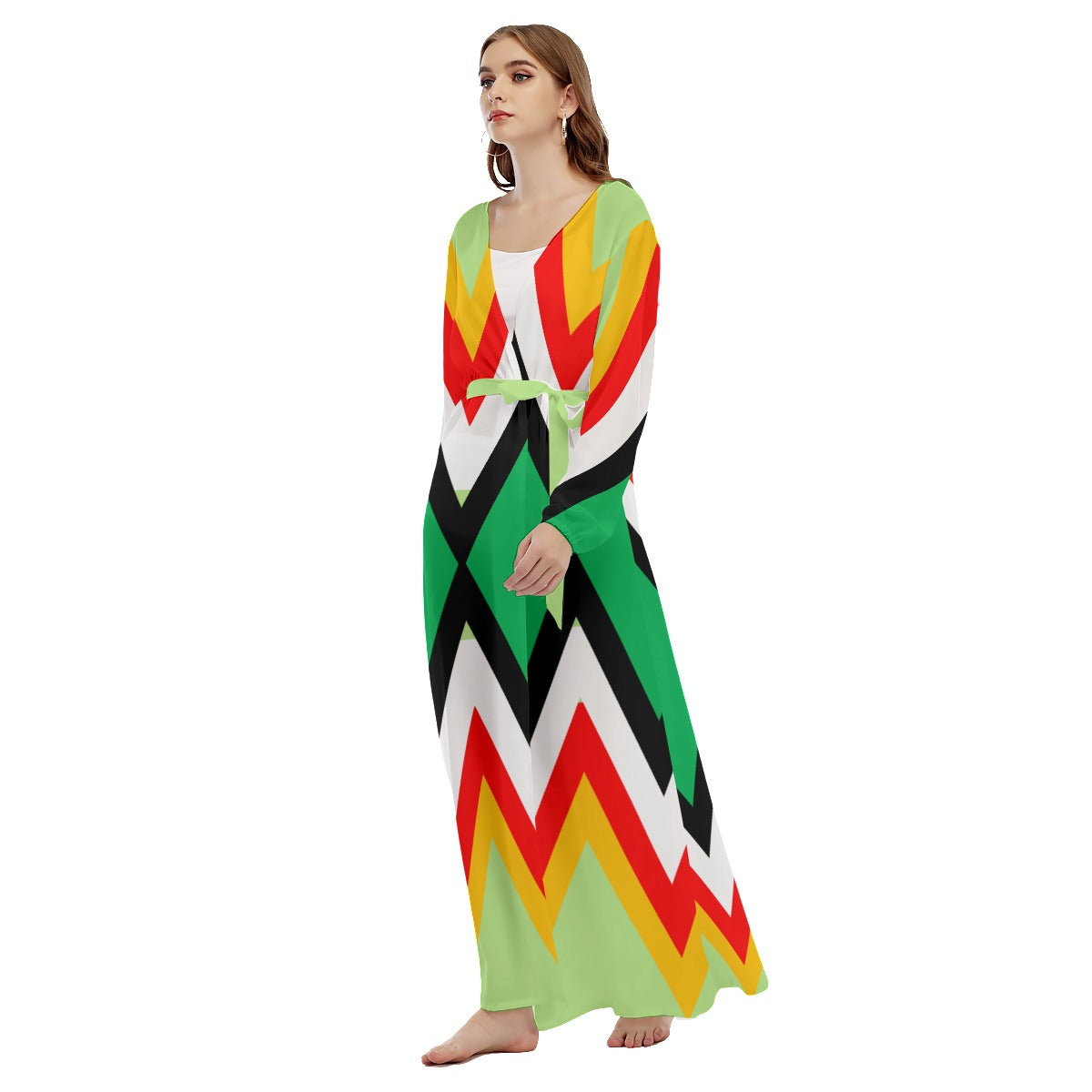 Origen Destination |On-Arrival Point of Origen Women's Sage/Multicolor Beach Long Coat