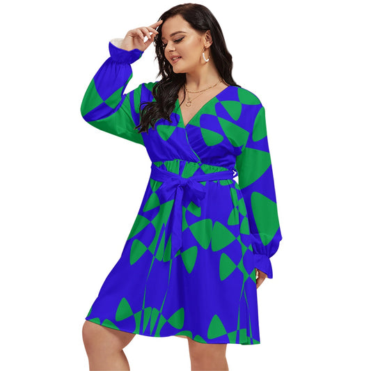 Origen Destination |On-Arrival Point of Origen Women's V-neck Dress With Waistband (Full-figured)