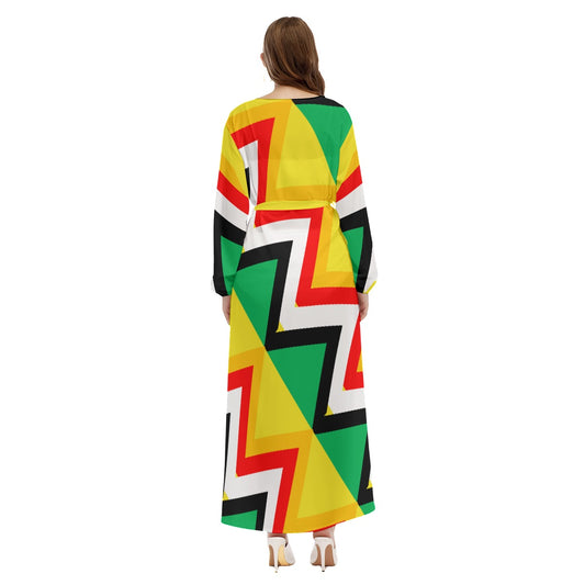 Origen Destination |On-Arrival Point of Origen Women's Gold/Multicolor Beach Long Coat