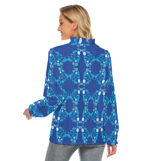 Origen Destination Women's Pleated Collar V-neck Blouse