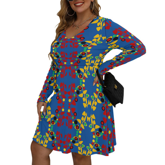 Origen Destination Women's V-neck Long Sleeve Dress(Plus Size)